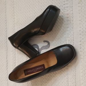 CHARLES KAMMER BLACK LEATHER PUMP